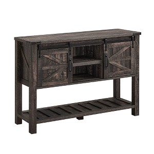 OKD Farmhouse Multifunctional Table with Sliding Barn Doors and Storage Shelves for Entryway, Living Room, Hallway, or Office - 1 of 4