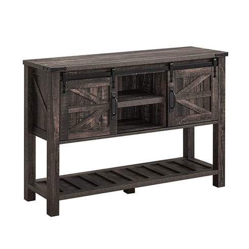 OKD Farmhouse Multifunctional Table with Sliding Barn Doors and Storage Shelves for Entryway, Living Room, Hallway, or Office - image 1 of 4