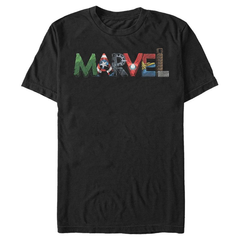 Men's Marvel Logo Hero Font T-Shirt, 1 of 5