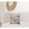 HomeRoots 20" X 20" Gray Adn Pink 100% Cotton Floral Zippered Pillow - 2 of 4