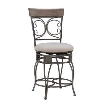 Nora Big and Tall Swivel Faux Leather Counter Height Barstool Pewter - Powell