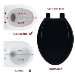 19" Elongated Toilet Seat, Slow Close Toilet Cover Seat with Toddler Seat Built in, PP Material, Easy Install and Clean, - 1 of 4