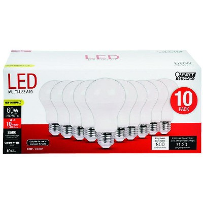 Feit Electric 10-Pack Warm White A19 LED Bulbs