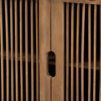 Clement Medium Oak 2-Door Wood Spindle Accent Cabinet