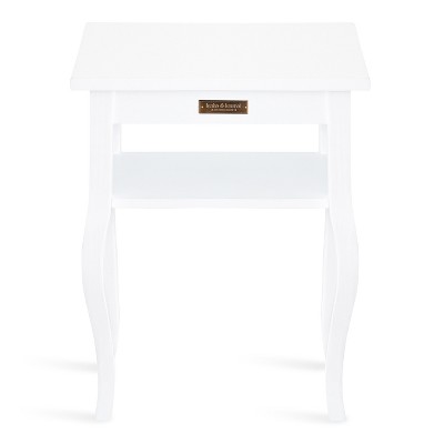 Lillian White Wood End Table with Shelf