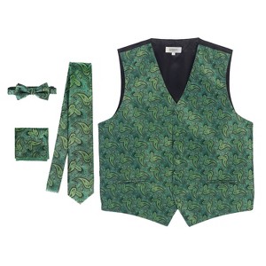 Gioberti Men's Formal 4pc Metallic Paisley Vest Necktie Bowtie and Pocket Square - 1 of 4