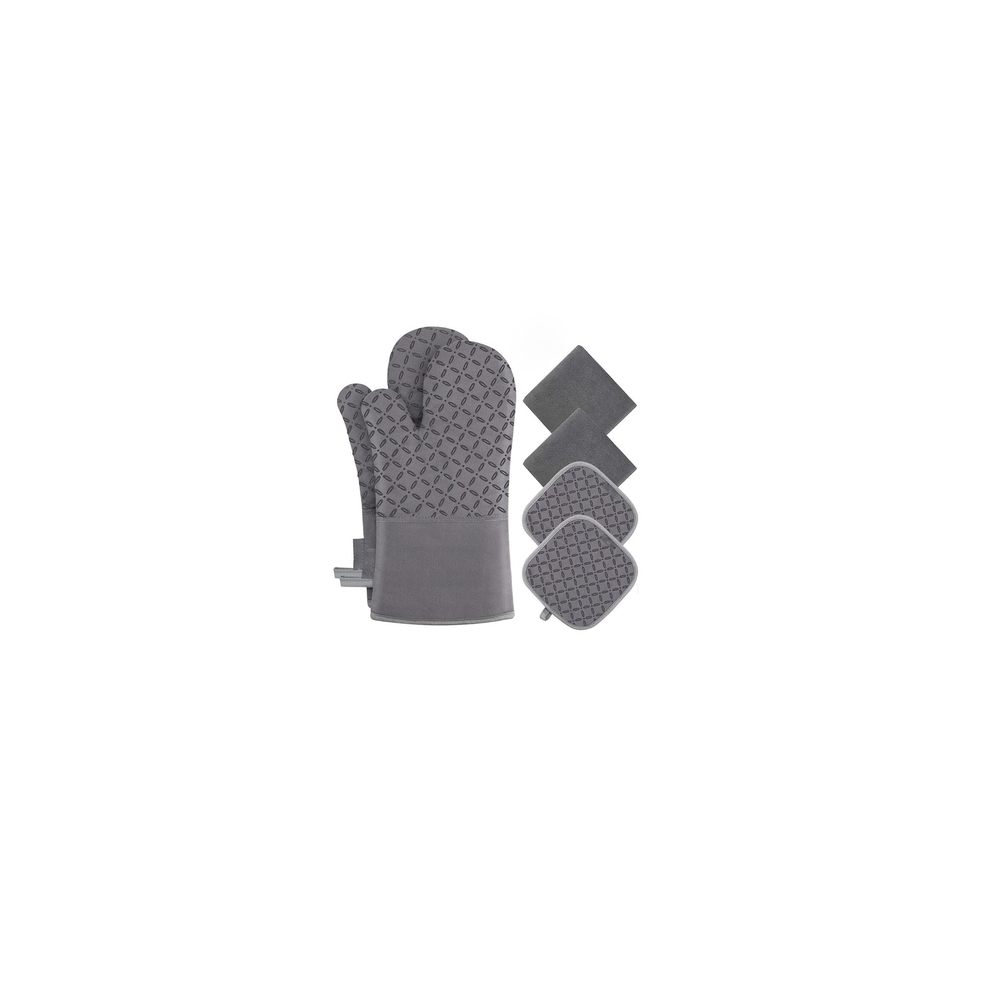 Maison Oven Mitts and Pot Holders 6pc Set (Gray)