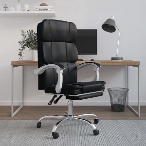 vidaXL Reclining Office Chair Black Faux Leather - 1 of 4