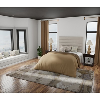 Aura Gray and Gold Abstract 6'7" x 9'6" Area Rug