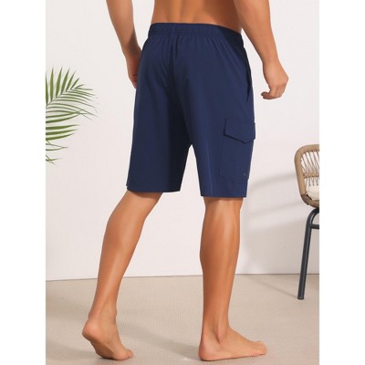 INSPIRE CHIC Men's Multiple Pockets Drawstring Waist Summer Pool Board Shorts 2 Packs 1 Dark Blue 1 Light Blue 34 — фото 3