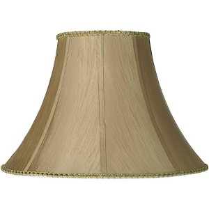 Springcrest Earthen Gold Large Round Bell Lamp Shade 8" Top x 18" Bottom x 12" Height x 13" Slant (Spider) Replacement with Harp and Finial - 1 of 4