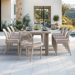 PURPLE LEAF Dining Set Patio Metal Table and Wicker Rattan Chairs for Outside Porch Garden Kitchen Modern Outdoor Furniture Sets - 1 of 4
