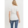 Hello Miz Women's Ribbed Puff Sleeve Side Ruched Maternity Top - 3 of 4