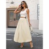 Women's Y2K Bubble Hem Maxi Skirt - Puffy A-Line Long Skirt with Pockets & Elastic Waist Cream Apricot - 4 of 4