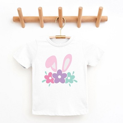The Juniper Shop Bunny Ears With Flowers Toddler Short Sleeve Tee