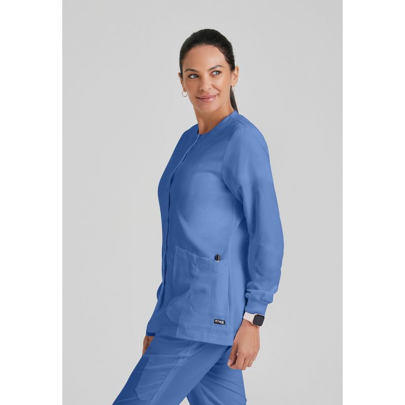 Grey's Anatomy by Barco - Classic Women's Jamie 4-Pocket Crewneck Snap-Front Scrub Jacket, 3 of 6