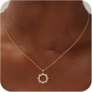 Layered Gold Necklaces for Women, Dainty 14K Gold Plated Non-Tarnish Stacking Set - 1 of 4