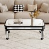Silver Mirrored Coffee Table,Black Vintage Carved Wooden,with Mirrored Finish,for Living Room and Office(24inD x 48inW x 18inH) - 3 of 4