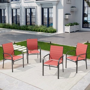 Captiva Designs Outdoor Patio Sling Fixed Dining Chairs with Black Steel Frame - 1 of 4