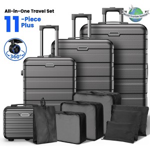Famistar 11-Piece ABS Hardshell Luggage Set, Ultra-Lightweight Spinner Suitcases with TSA Lock – Black - 1 of 4