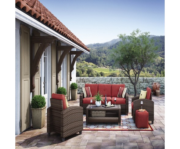 Meadowtown 4pc Set with Cushion - Brown - Outdoor by Ashley