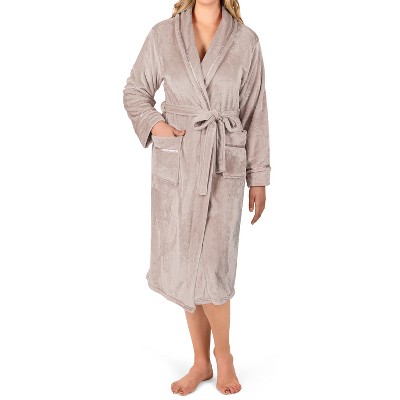 PAVILIA Fleece Robe For Women, Plush Warm Bathrobe, Fluffy Soft Spa Long Lightweight Fuzzy Cozy, Satin Trim