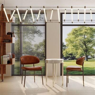 Set of 2 Mid-Century Modern Dining Chairs with Bentwood Back,PU Leather Seat & Metal Legs–The Pop Home