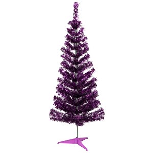 Northlight Artificial Tinsel Christmas Tree - 4' -Purple - Unlit - 1 of 4