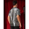 Lars Amadeus Men's Crew Neck Short Sleeves Metallic Party Sparkly Shiny T-Shirt - 3 of 4