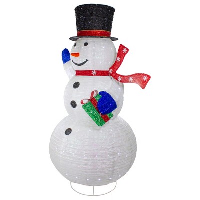 71" LED Lighted Iridescent Snowman Outdoor Christmas Decoration