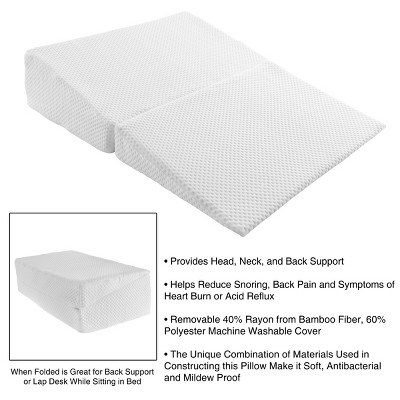 Ivory Memory Foam Folding Wedge Pillow with Bamboo Cover