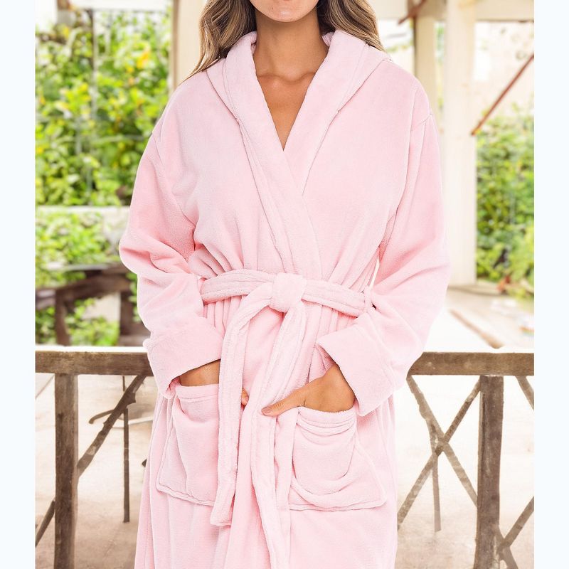 ADR Women's Classic Winter Bath Robe, Hooded Soft Cozy Plush Fleece Bathrobe Loungewear, 6 of 8