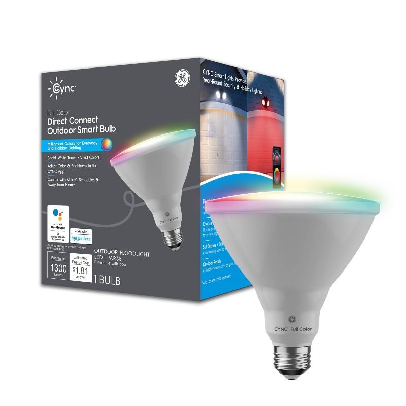 GE CYNC Smart Outdoor Color Changing Floodlight Bulb, 1 of 10