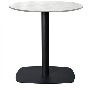 Round Dining Table with Sintered Stone Top and Square Stainless Steel Pedestal Base – Seats 2–3 People, Kitchen & Dining Room Table for Cafes - 1 of 4