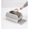 Enclosed Stainless Steel Cat Litter Box for Big Cats, XL Metal Litter Pan Tray with High Wall Sides Enclosure - 2 of 4