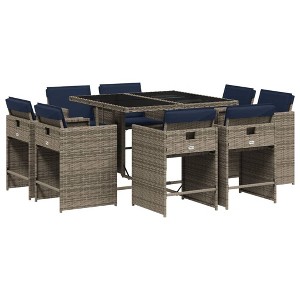 vidaXL Patio Dining Set Set of 8 Gray - 1 of 4