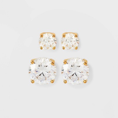 Sterling Silver Cubic Zirconia Quad Multi Size Stud Earring Set 4pc - A New  Day™ Clear : Target