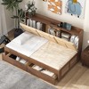 TIRAMISUBEST Twin/Full Size Wood Daybed with Upholstered Storage Shelves, USB Ports and 2 Drawers, Modern Daybed Frame Sofa Bed with Slats Support - 2 of 4
