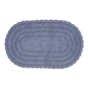 Design Imports Stonewash Blue Large Oval Crochet Bath Mat - 1 of 4