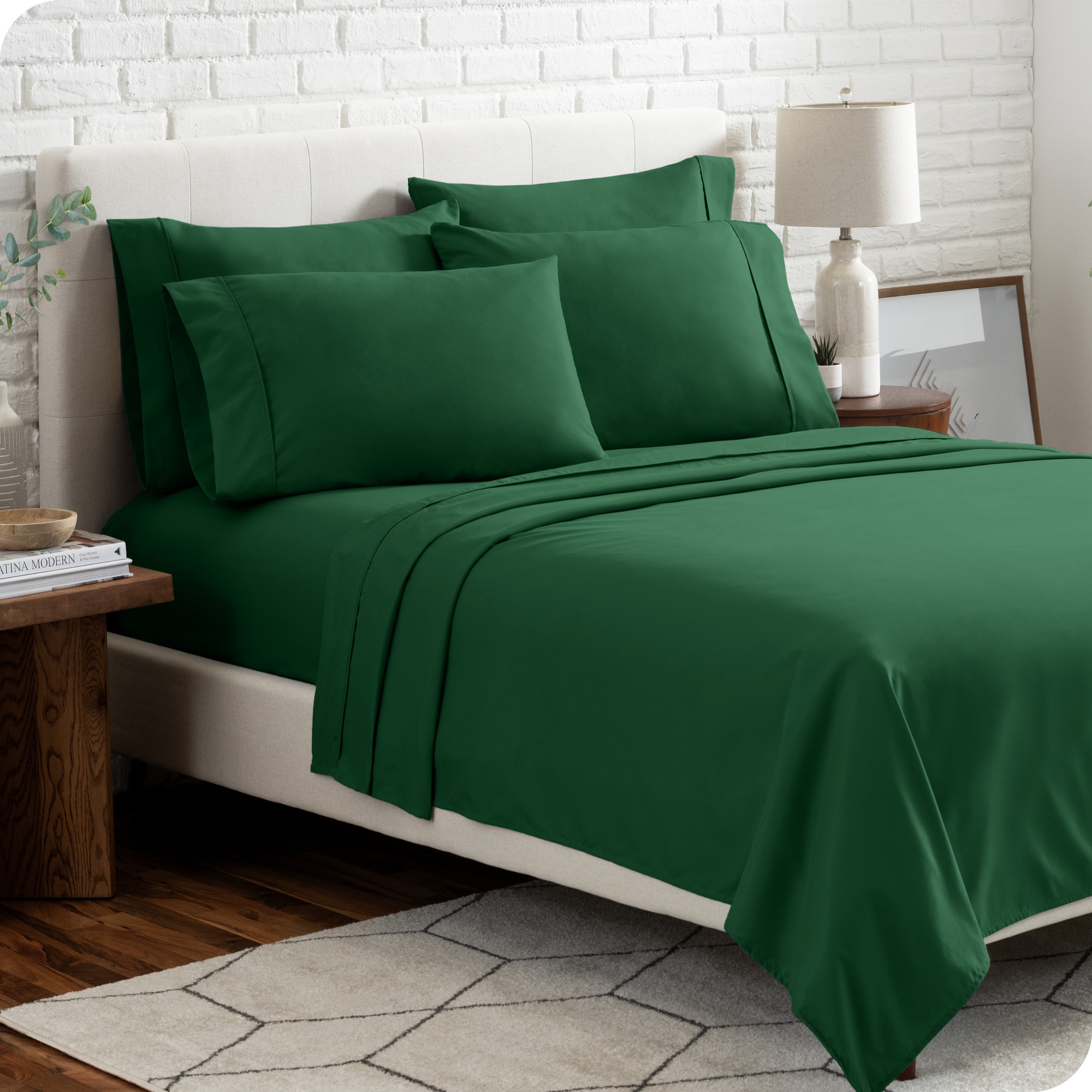 6 Piece Sheet Set - Queen, Forest Green