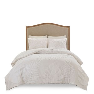 Okak Queen/King 3-Piece Tufted Cotton Palm Bed Duvet Cover Set/Comforter Set,Comfortable Lightweight Coverlet Bedding Sets - 1 of 4