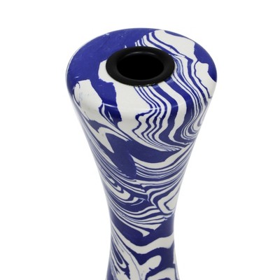 Blue and White Swirl Iron Resin Hourglass Candlestick