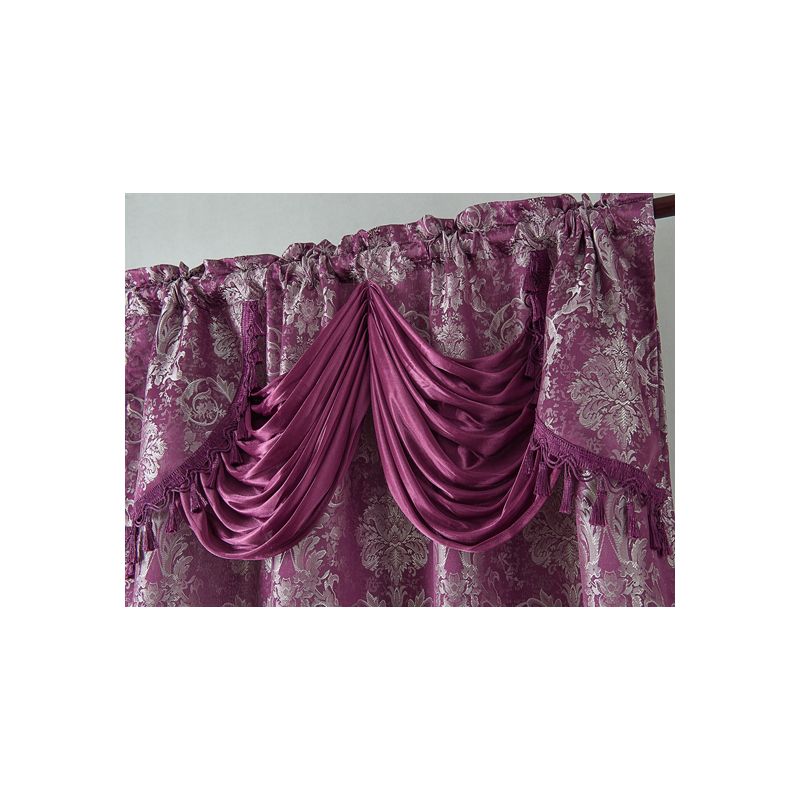 Ramallah Trading Gloria Floral/Damask Textured Jacquard Single Rod Pocket Curtain Panel - 54 x 84, Purple, 2 of 7