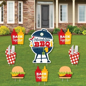 Big Dot of Happiness Missed You BBQ - Yard Sign and Outdoor Lawn Decorations - Backyard Summer Picnic Party Yard Signs - Set of 8 - 1 of 4