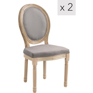 Nordlys Set of 2 Wooden Chairs with Fabric Seats Classic Style Dining Room - 1 of 4