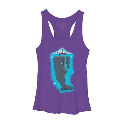 Women's Design By Humans Cute whales and sailing boat cartoon illustration By thefrogfactory Racerback Tank Top