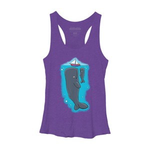 Women's Design By Humans Cute whales and sailing boat cartoon illustration By thefrogfactory Racerback Tank Top - 1 of 3