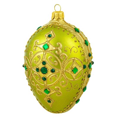 Miss Christmas 5.0 Inch Peridot Green & Gold Fabrege Egg Christmas Tree Ornament , Christmas Decor Christmas, Easter, Seasons (1PC)