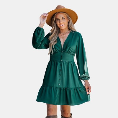 Women's Emerald Button-loop Mini Dress - Cupshe : Target