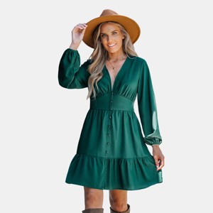 Women's Emerald Button-Loop Mini Dress - Cupshe - 1 of 4